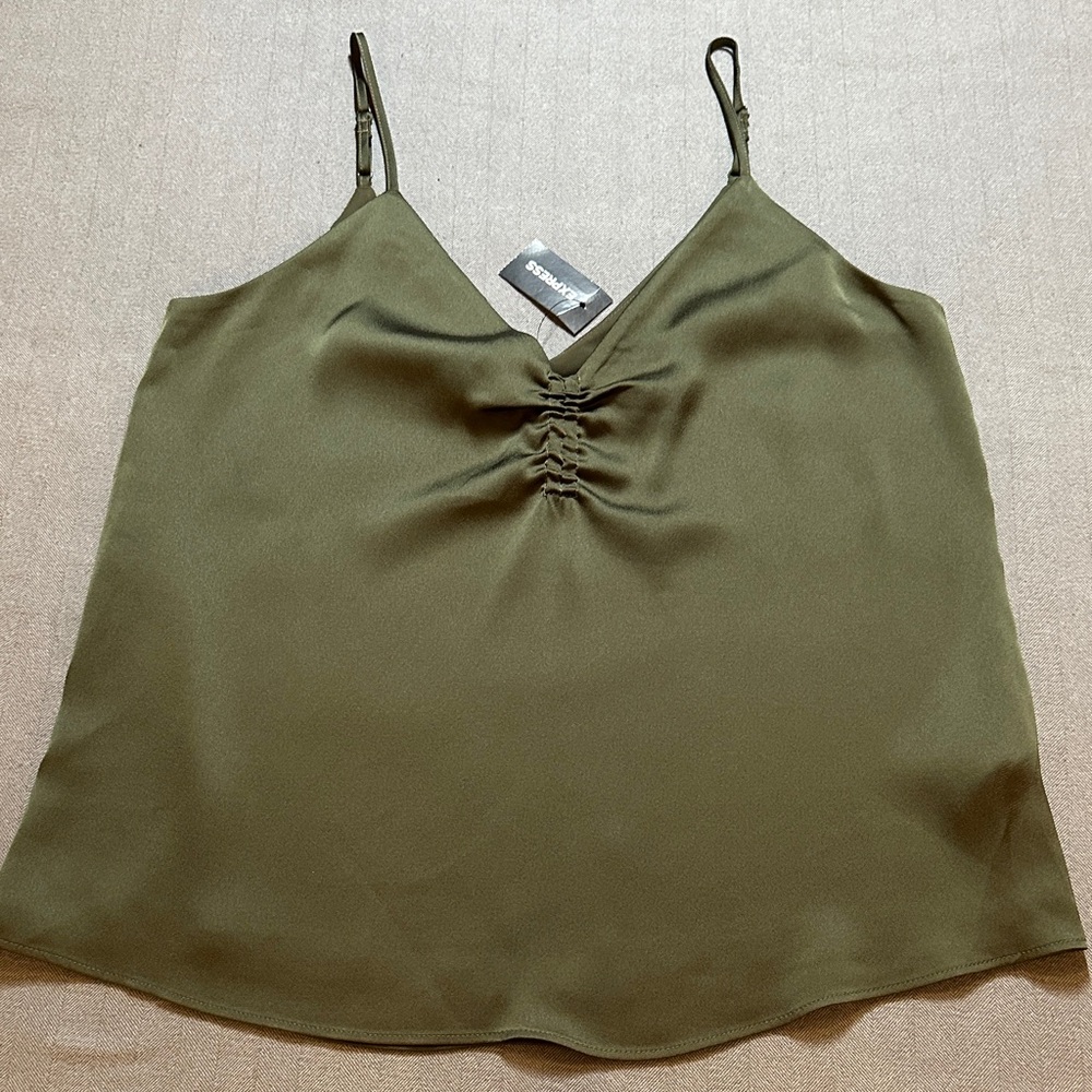 Express silk camisole olive green XS NWT